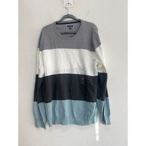 Club Room Men's Colorblock Striped Crewneck Sweater Pale Glass Size XXL